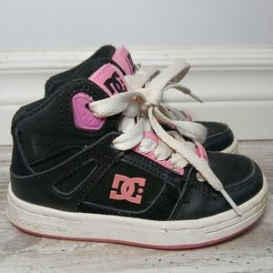 DC Shoes Girls Pure High-Top Sneakers Youth 10.5 Black Pink Skate Shoes